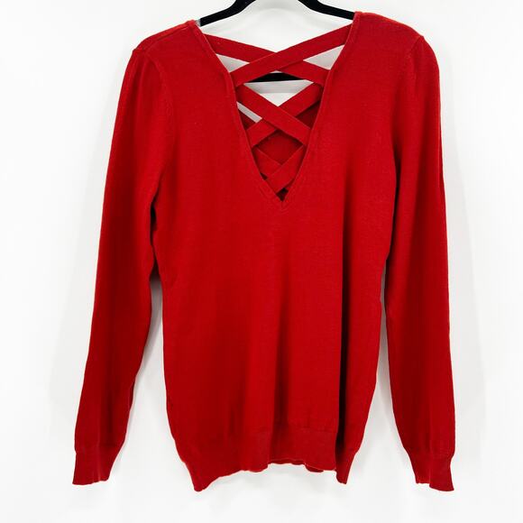 Love Ellie Women's Red Cross Long Sleeve Sweater Top Size S - Picture 2 of 4